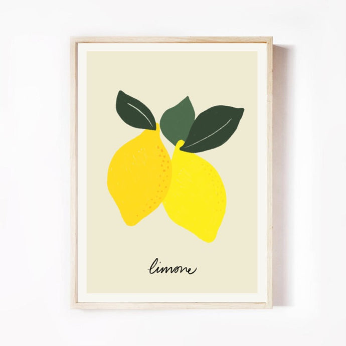geel-citroen-lemon-yellow-art-print-framed-wood-ingelijst-hout-shoponline-leaves-blaadjes-green-groen