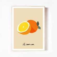 Load image into Gallery view, Oranje-Orange-juice-print-green-leaves-sinaasappel-arancia-groen-blaadjes-frame-wood-lijst-hout-gratisbezorgd-nederland-shop-hier
